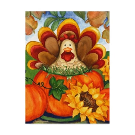Laurie Korsgaden 'Rooster In Pumpkin' Canvas Art,14x19